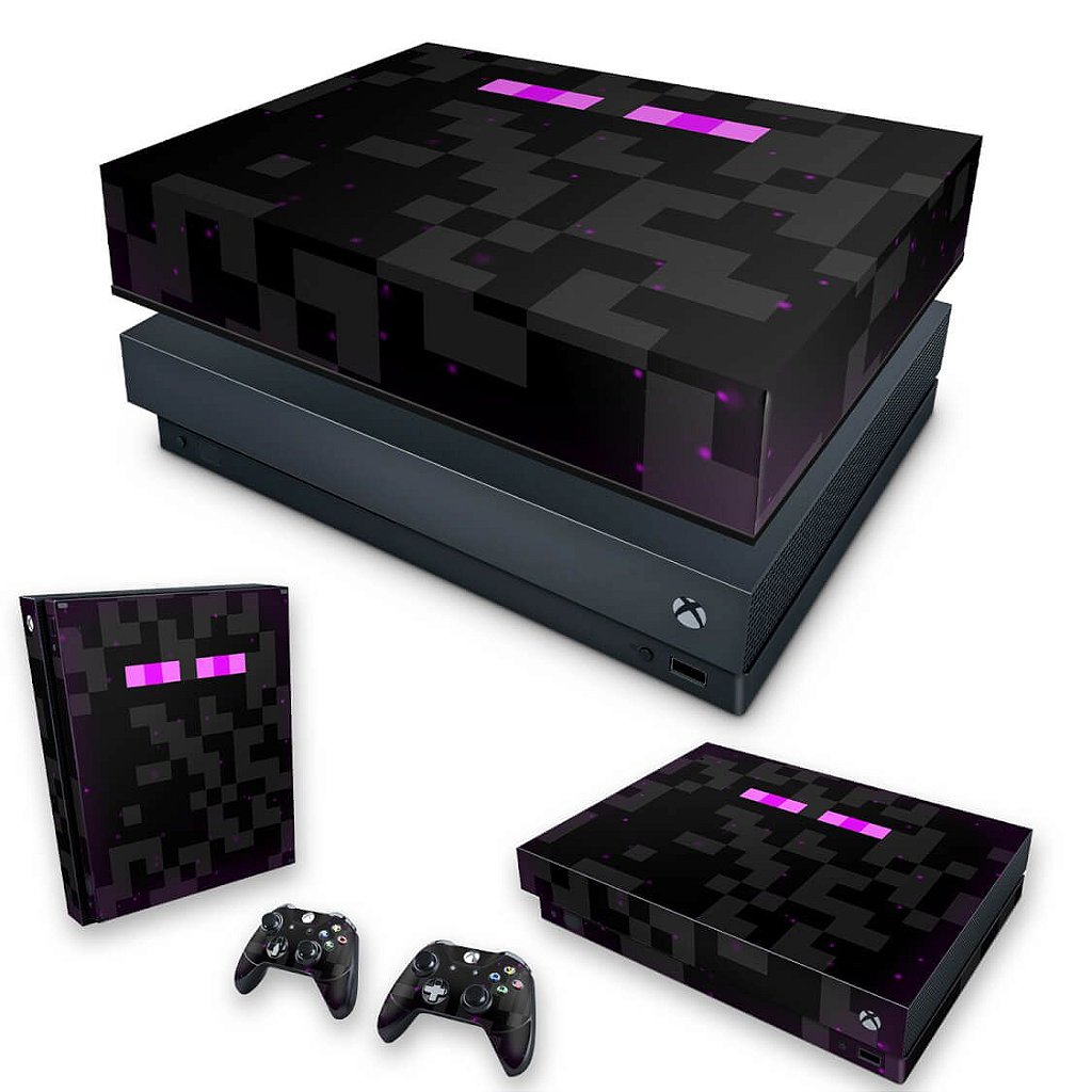KIT Capa Anti Poeira e Skin Anti-Rage Xbox One X - Minecraft Enderman