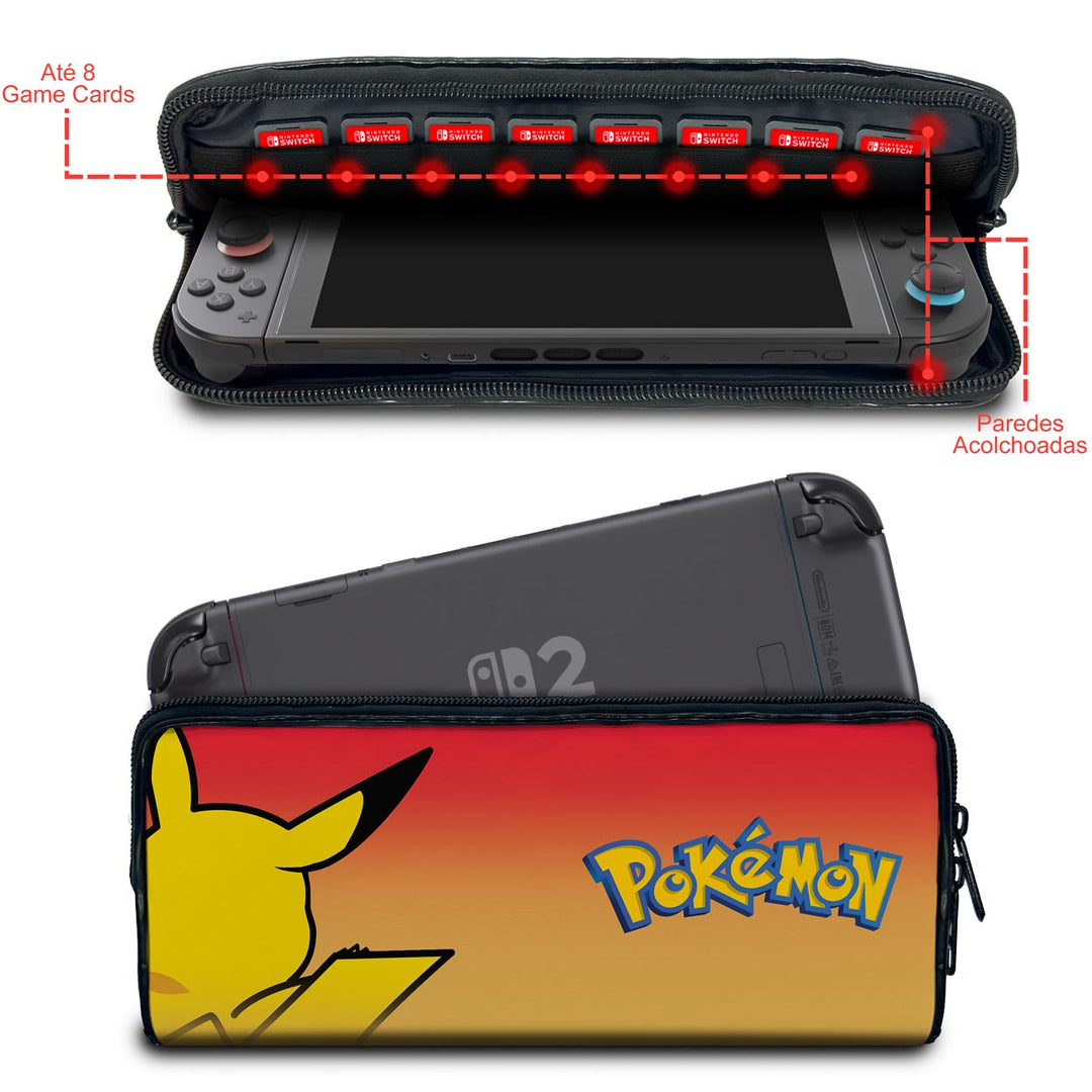 Case Nintendo Switch 2 Bolsa Estojo - Pokémon: Pikachu - Pop Arte Skins - foto 2