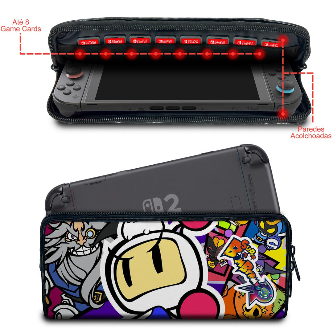 Case Nintendo Switch 2 Bolsa Estojo - Bomberman - Pop Arte Skins - foto 2