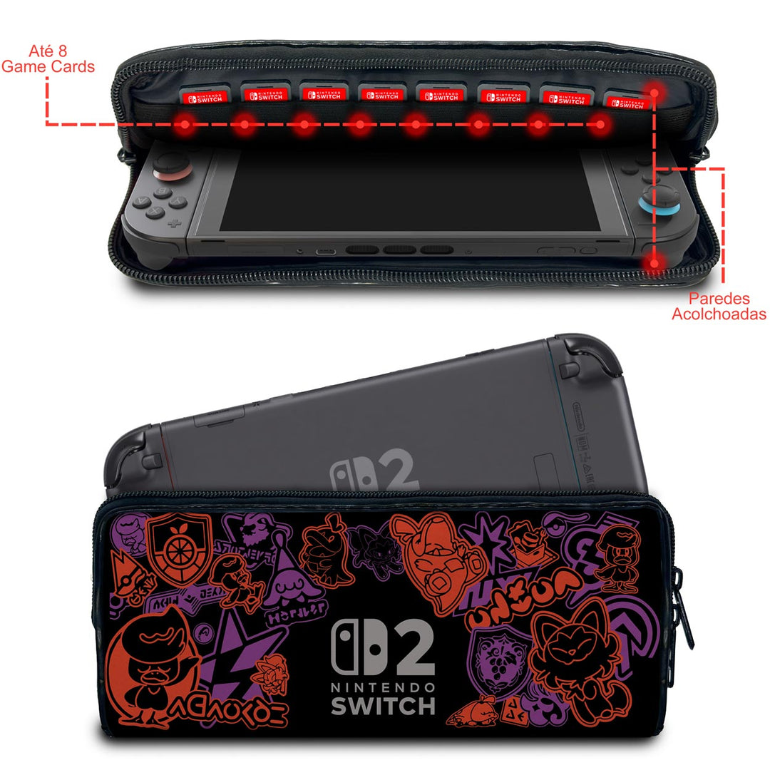 Case Nintendo Switch 2 Bolsa Estojo - Pokémon Scarlet e Violet - Pop Arte Skins - foto 2