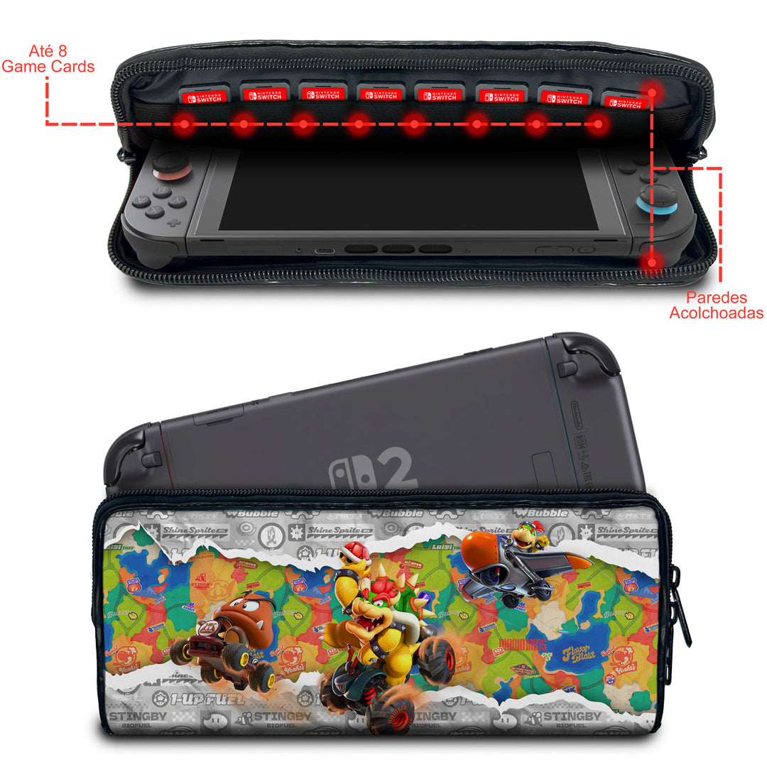 Case Nintendo Switch 2 Bolsa Estojo - Mario Kart World - Pop Arte Skins - foto 2