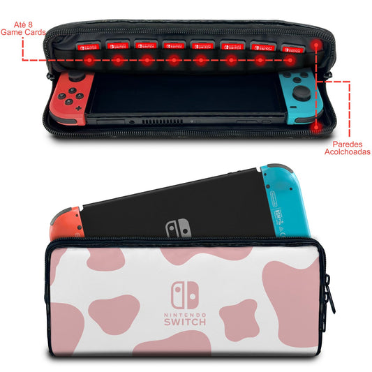 Case Nintendo Switch Bolsa Estojo - Vaquinha Rosa
