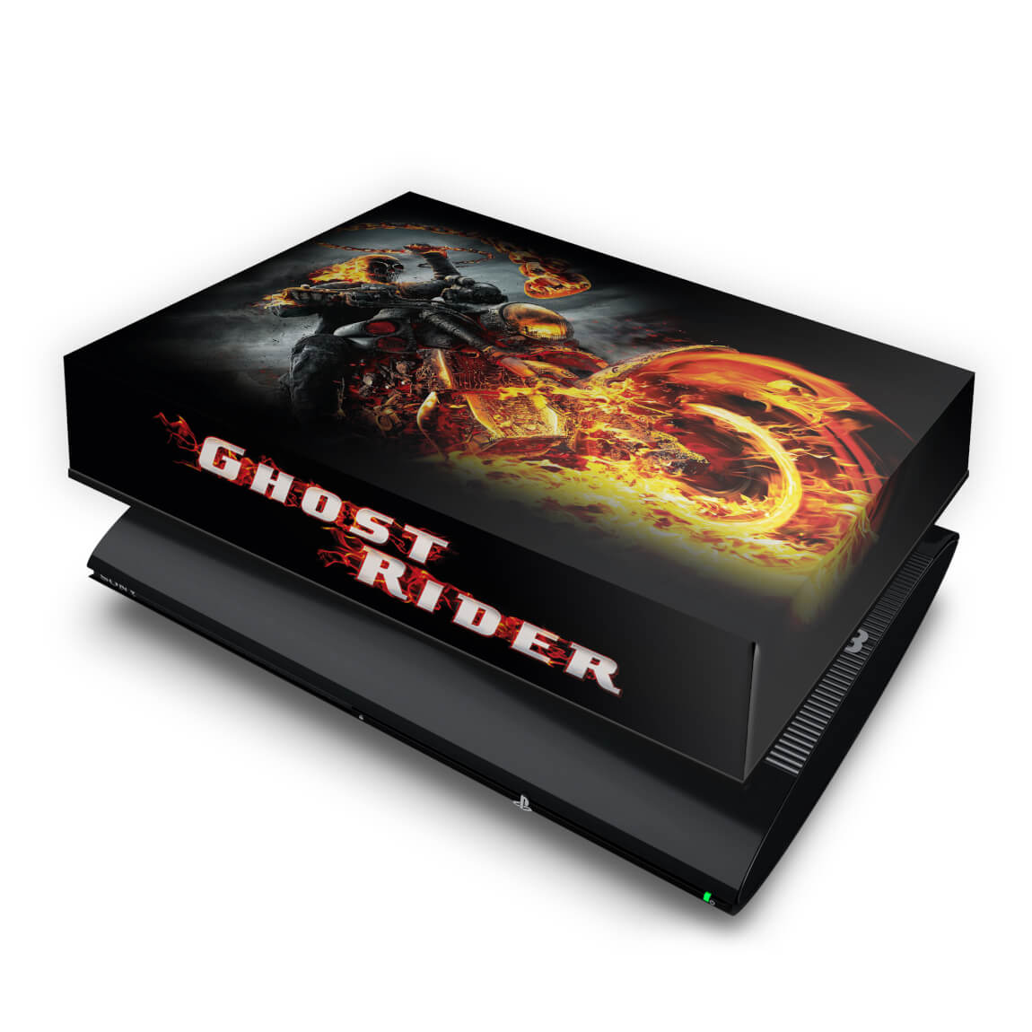 Capa Anti Poeira PS3 Super Slim - Ghost Rider Motoqueiro #a