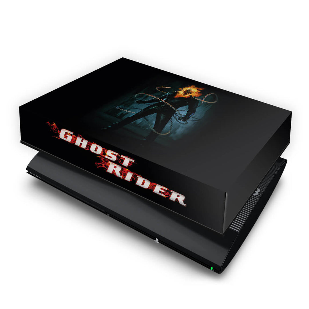 Capa Anti Poeira PS3 Super Slim - Ghost Rider Motoqueiro #b