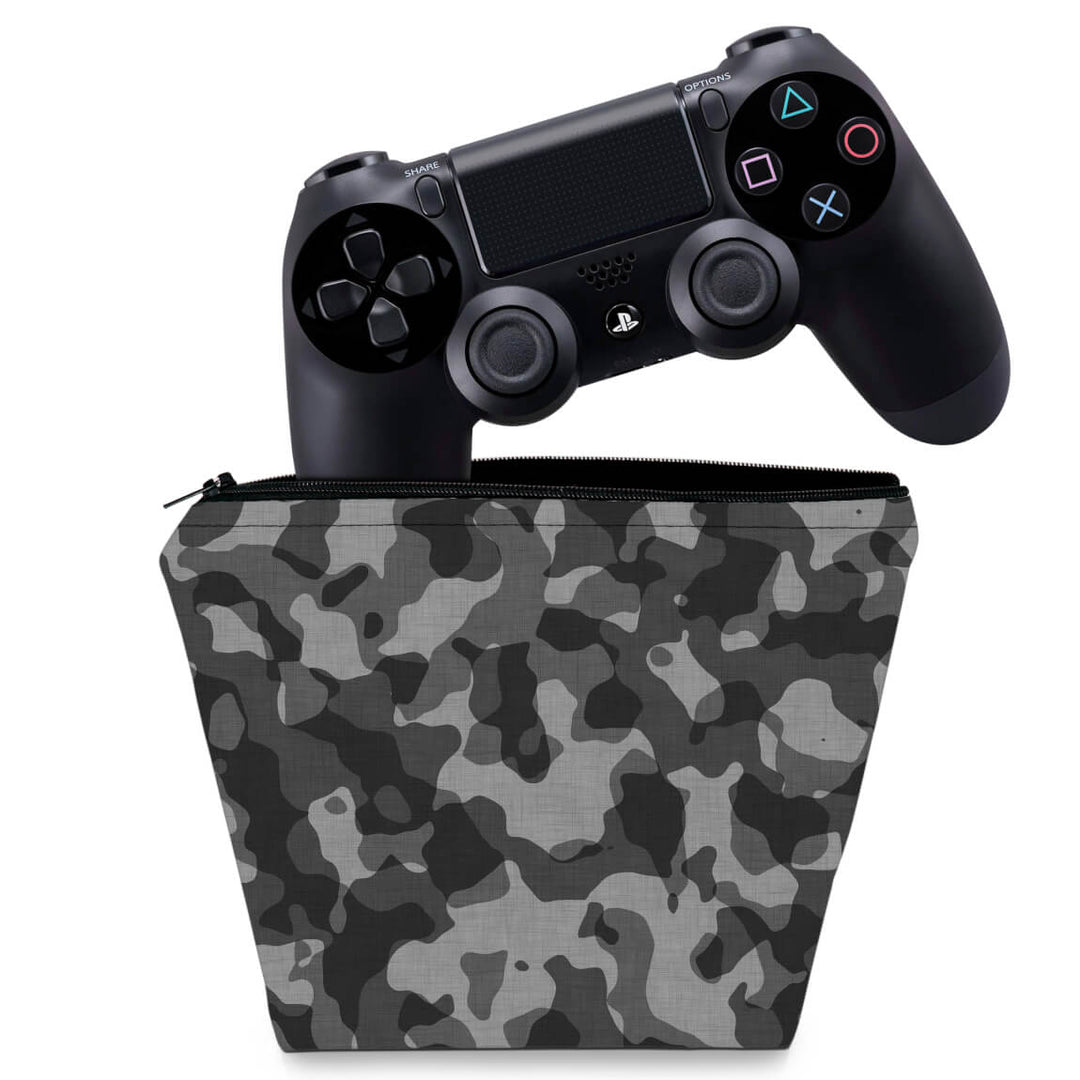Capa Case PS4 Controle - Camuflagem Cinza - Pop Arte Skins