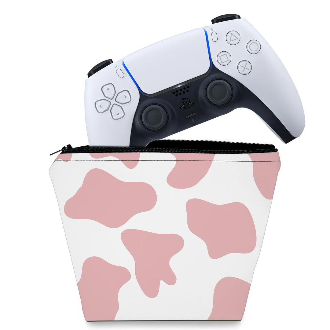 Capa Case PS5 Controle - Vaquinha Rosa - Pop Arte Skins