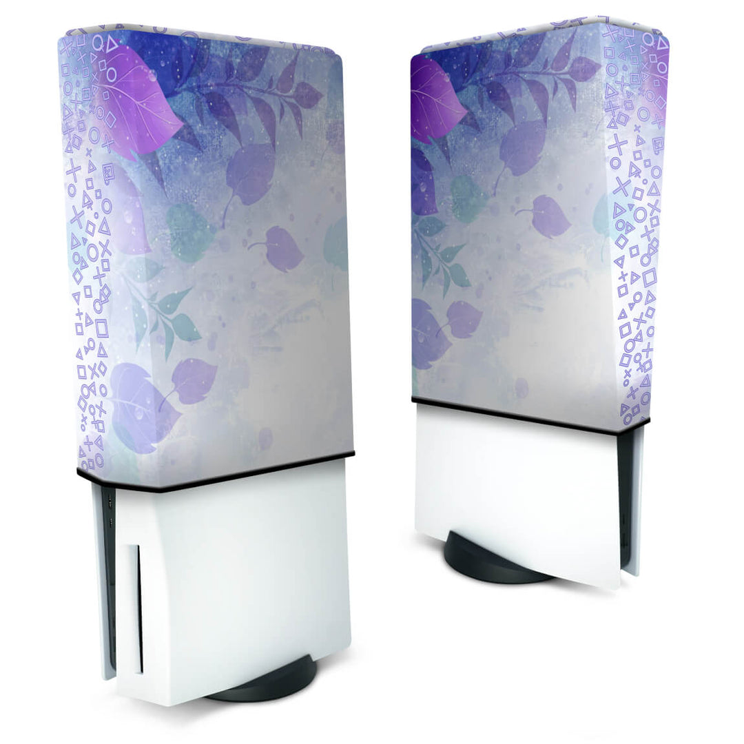 Capa Anti Poeira PS5 Fat Vertical - Folhas Lilás