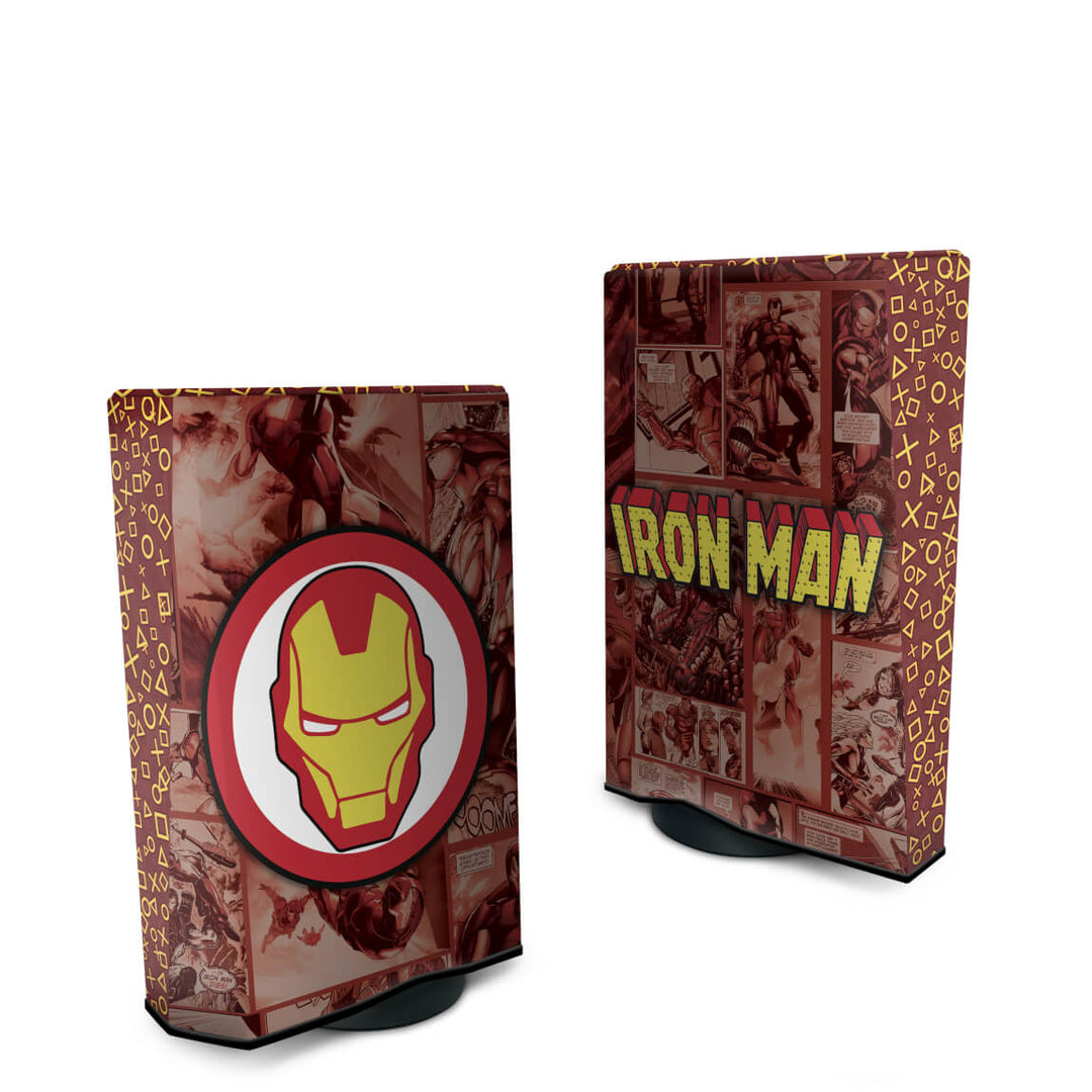 Capa Anti Poeira PS5 Fat Vertical - Homem De Ferro Comics - Pop Arte Skins - foto 2