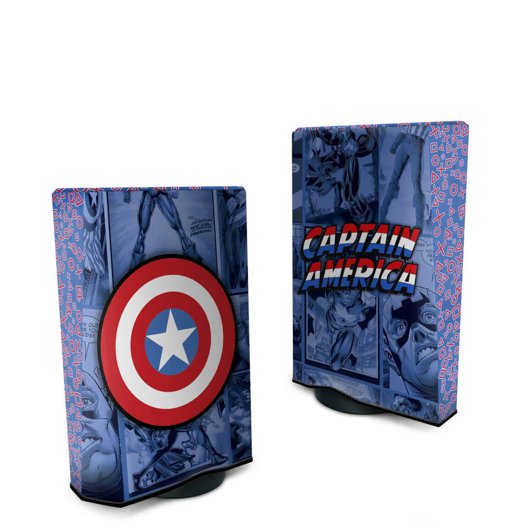 Capa Anti Poeira PS5 Fat Vertical - Capitão América Comics - Pop Arte Skins - foto 2