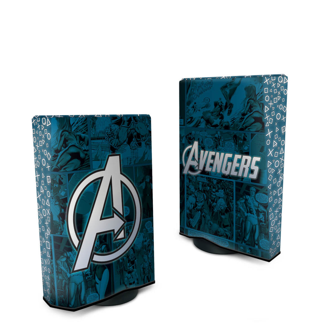 Capa Anti Poeira PS5 Fat Vertical - Avengers Vingadores Comics - Pop Arte Skins - foto 2