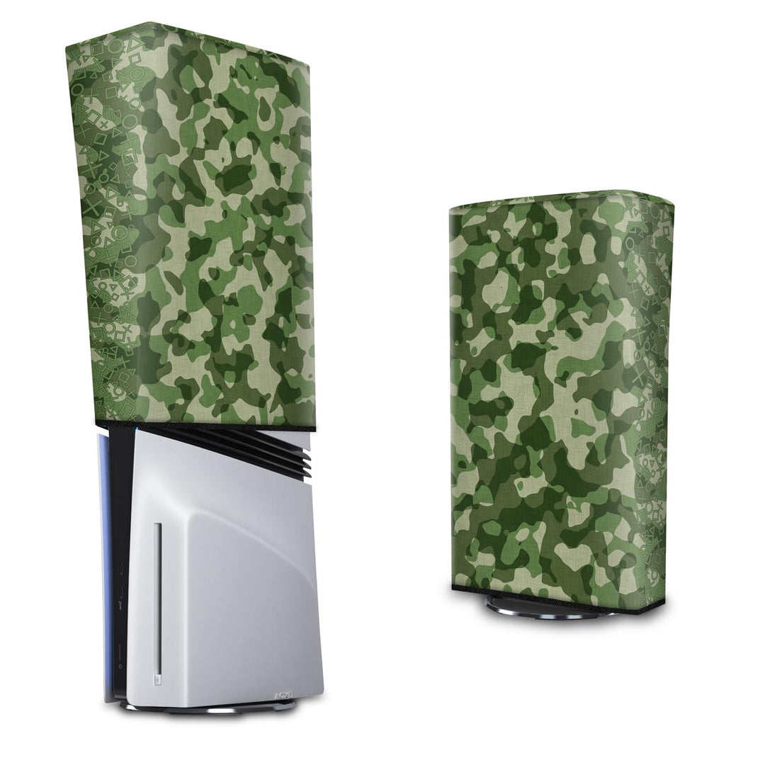 Capa Anti Poeira PS5 Pro Vertical - Camuflado Verde - Pop Arte Skins