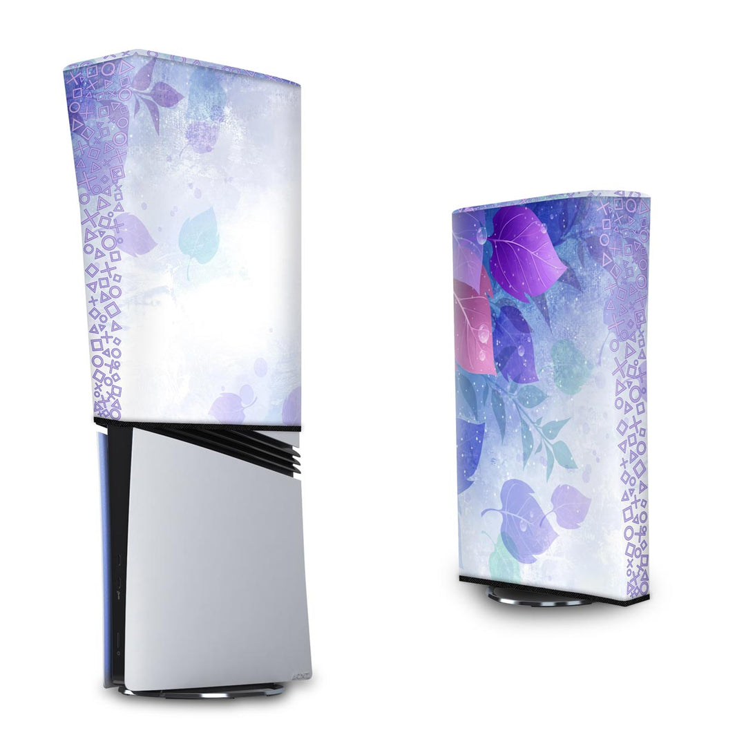 Capa Anti Poeira PS5 Pro Vertical - Folhas Lilás - Pop Arte Skins - foto 3