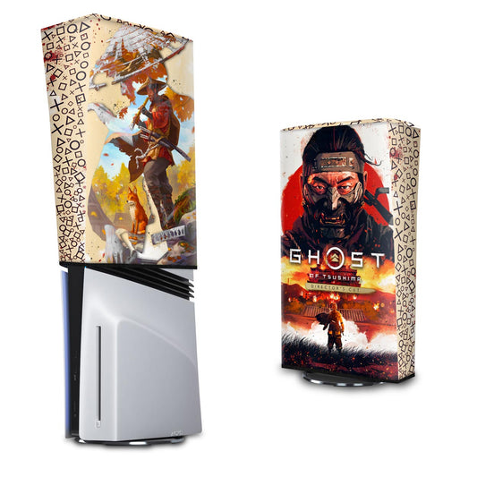 Capa Anti Poeira PS5 Pro Vertical - Ghost Of Tsushima Director's Cut