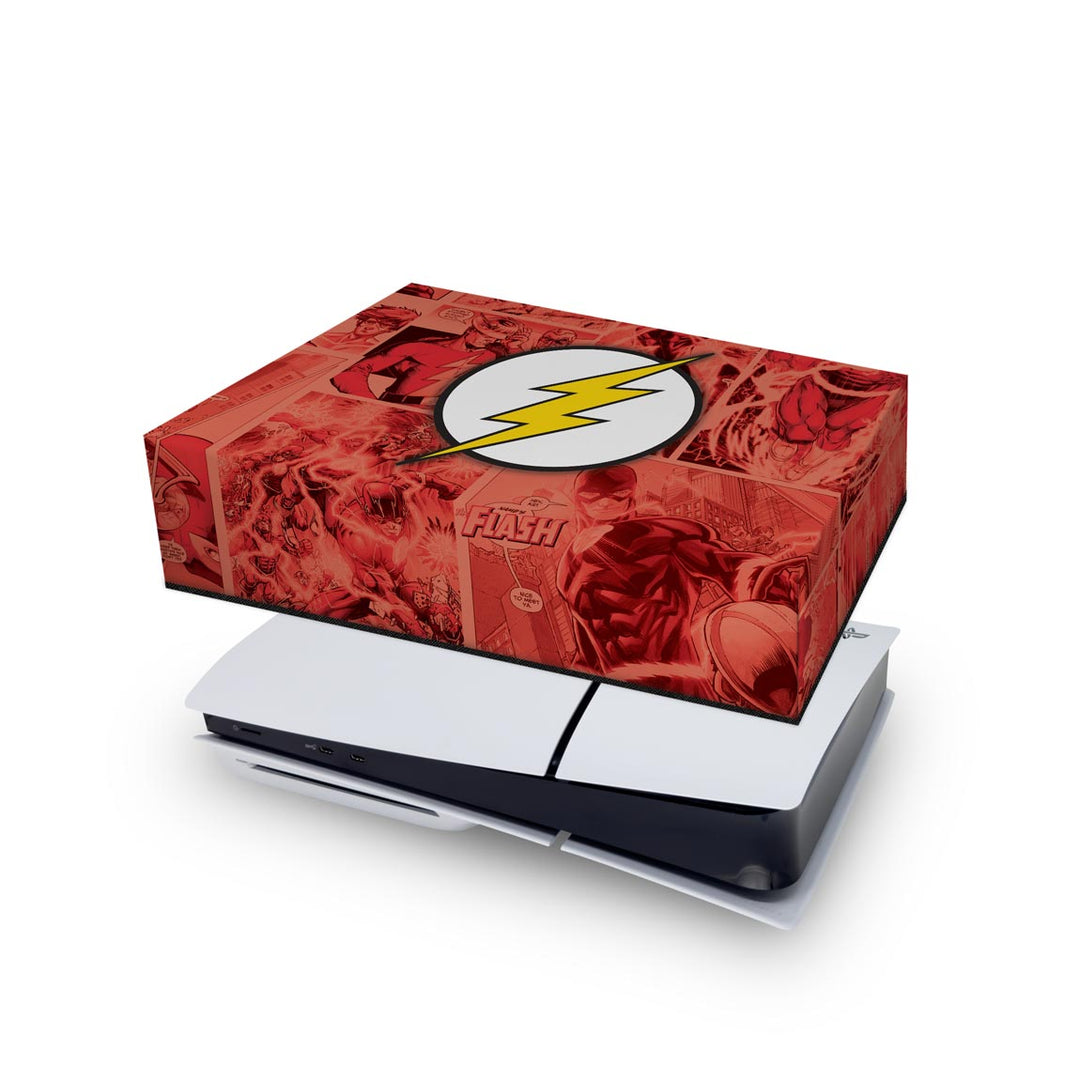 Capa Anti Poeira PS5 Slim Horizontal - The Flash Comics - Pop Arte Skins
