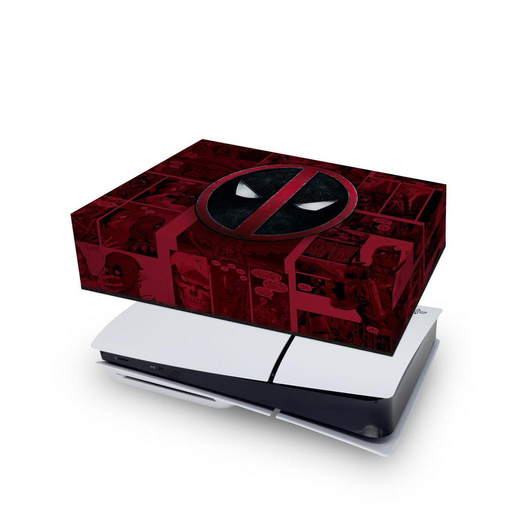 Capa Anti Poeira PS5 Slim Horizontal - Deadpool Comics - Pop Arte Skins