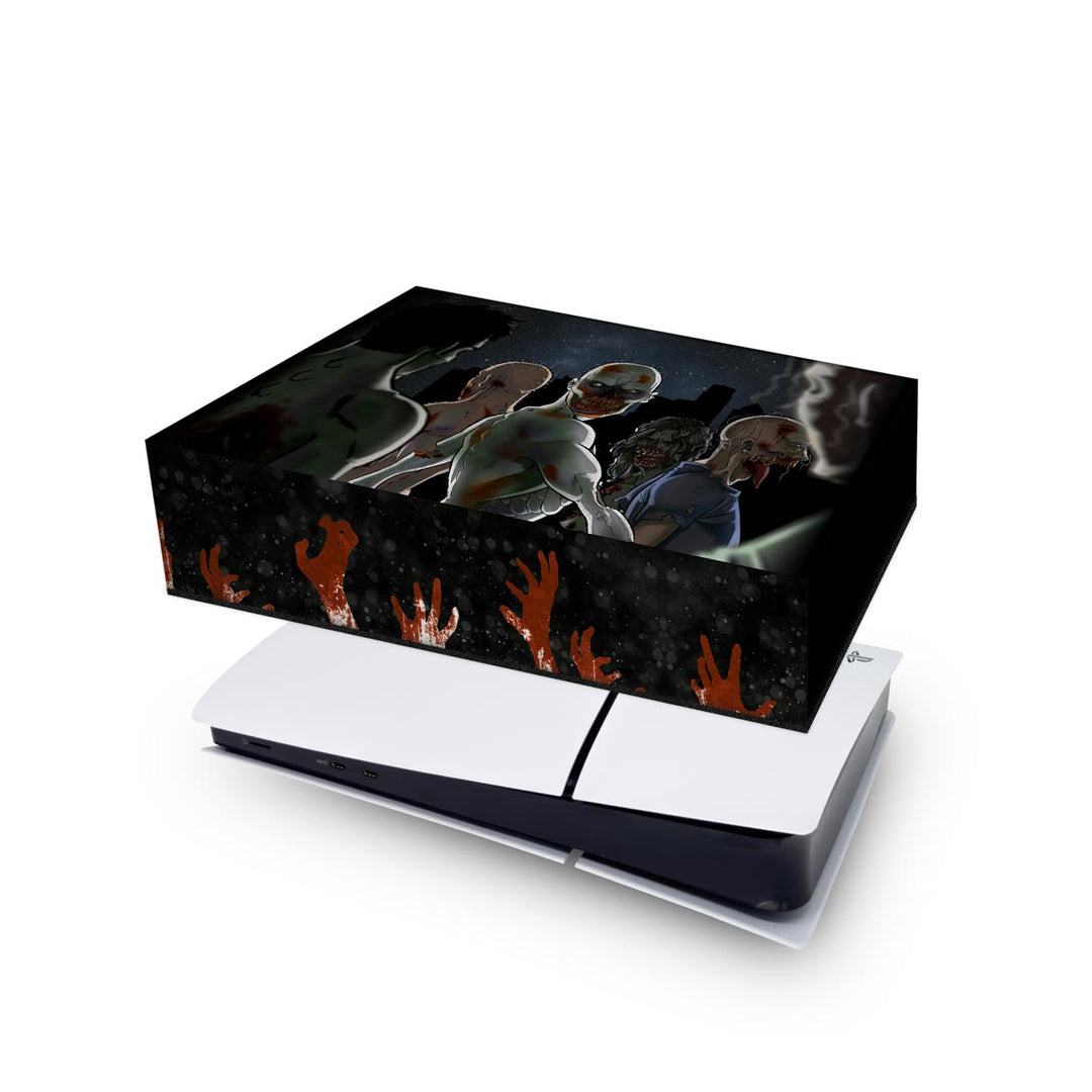 Capa Anti Poeira PS5 Slim Horizontal - Zombie Zumbi The Walking - Pop Arte Skins - foto 4