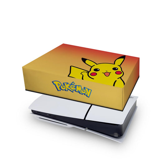 Capa Anti Poeira PS5 Slim Horizontal - Pokemon Pikachu