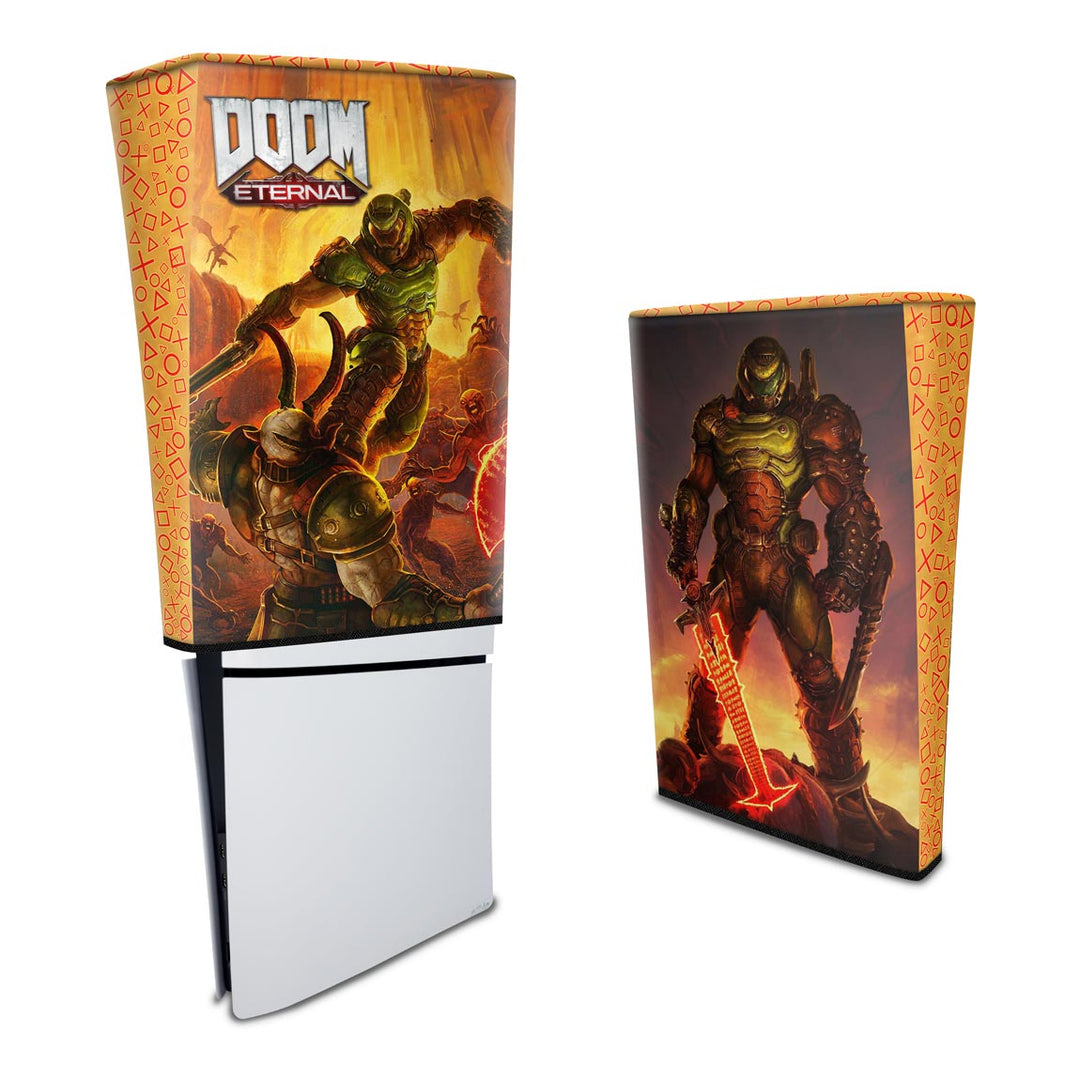 Capa Anti Poeira PS5 Slim Vertical - Doom Eternal - Pop Arte Skins - foto 3