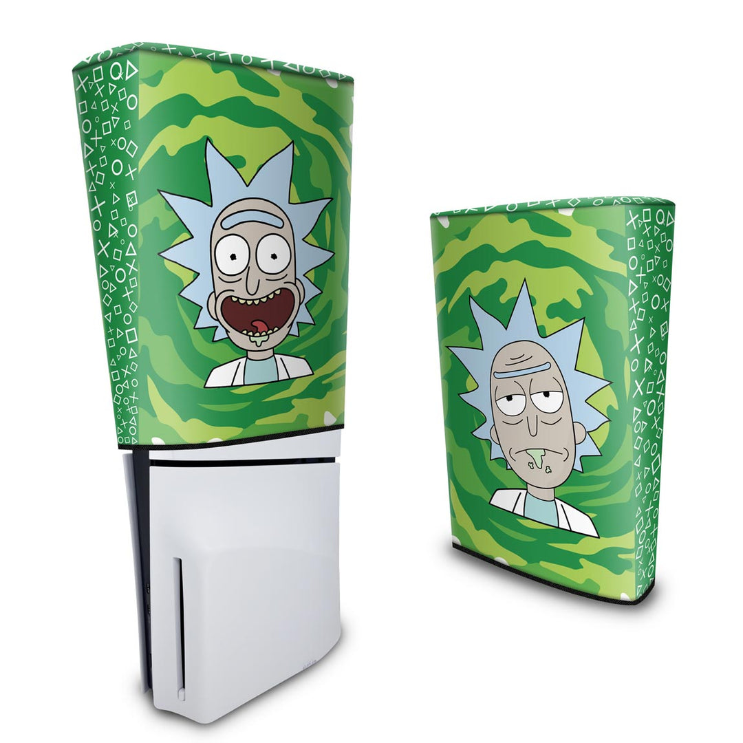 Capa Anti Poeira PS5 Slim Vertical - Rick And Morty - Pop Arte Skins