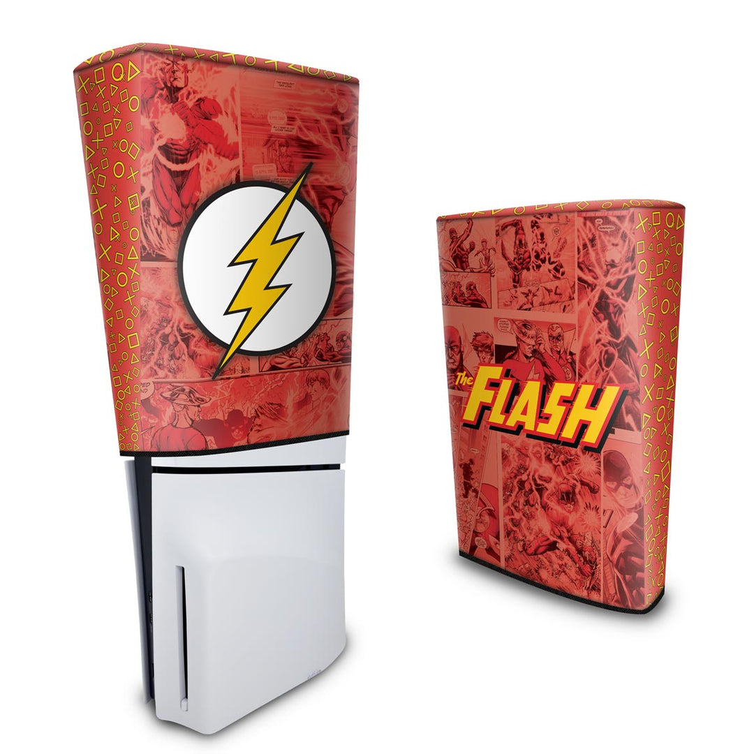 Capa Anti Poeira PS5 Slim Vertical - The Flash Comics - Pop Arte Skins