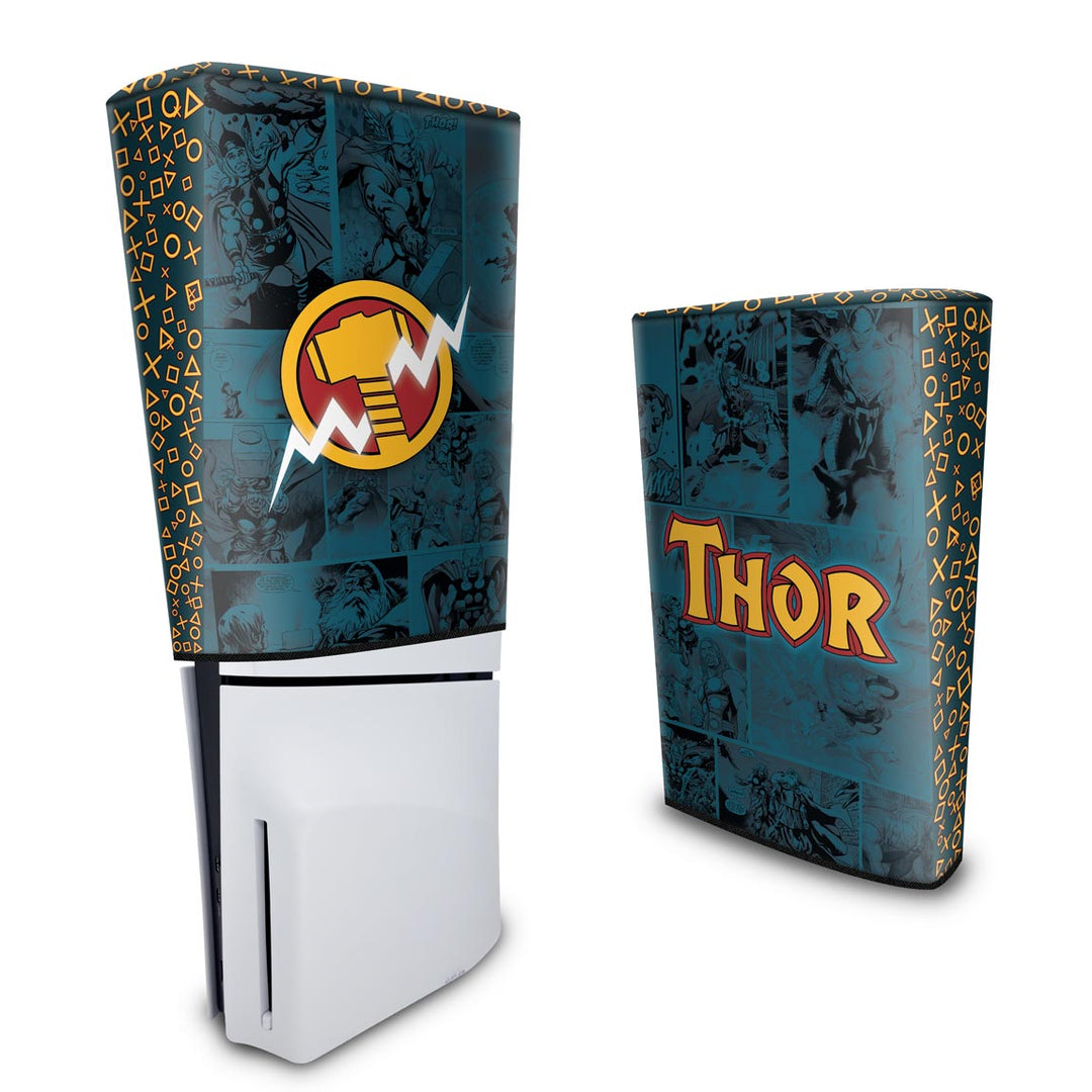 Capa Anti Poeira PS5 Slim Vertical - Thor Comics - Pop Arte Skins