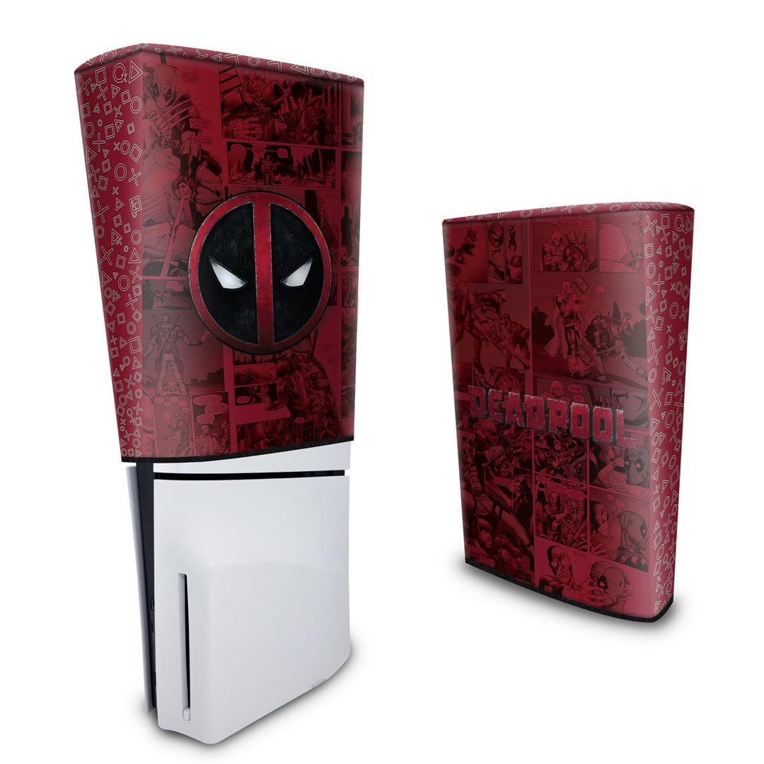 Capa Anti Poeira PS5 Slim Vertical - Deadpool Comics - Pop Arte Skins