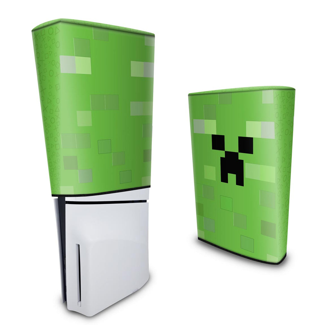 Capa Anti Poeira PS5 Slim Vertical - Creeper Minecraft - Pop Arte Skins