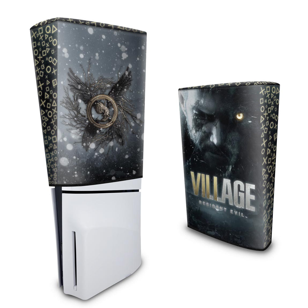 Capa Anti Poeira PS5 Slim Vertical - Resident Evil Village - Pop Arte Skins