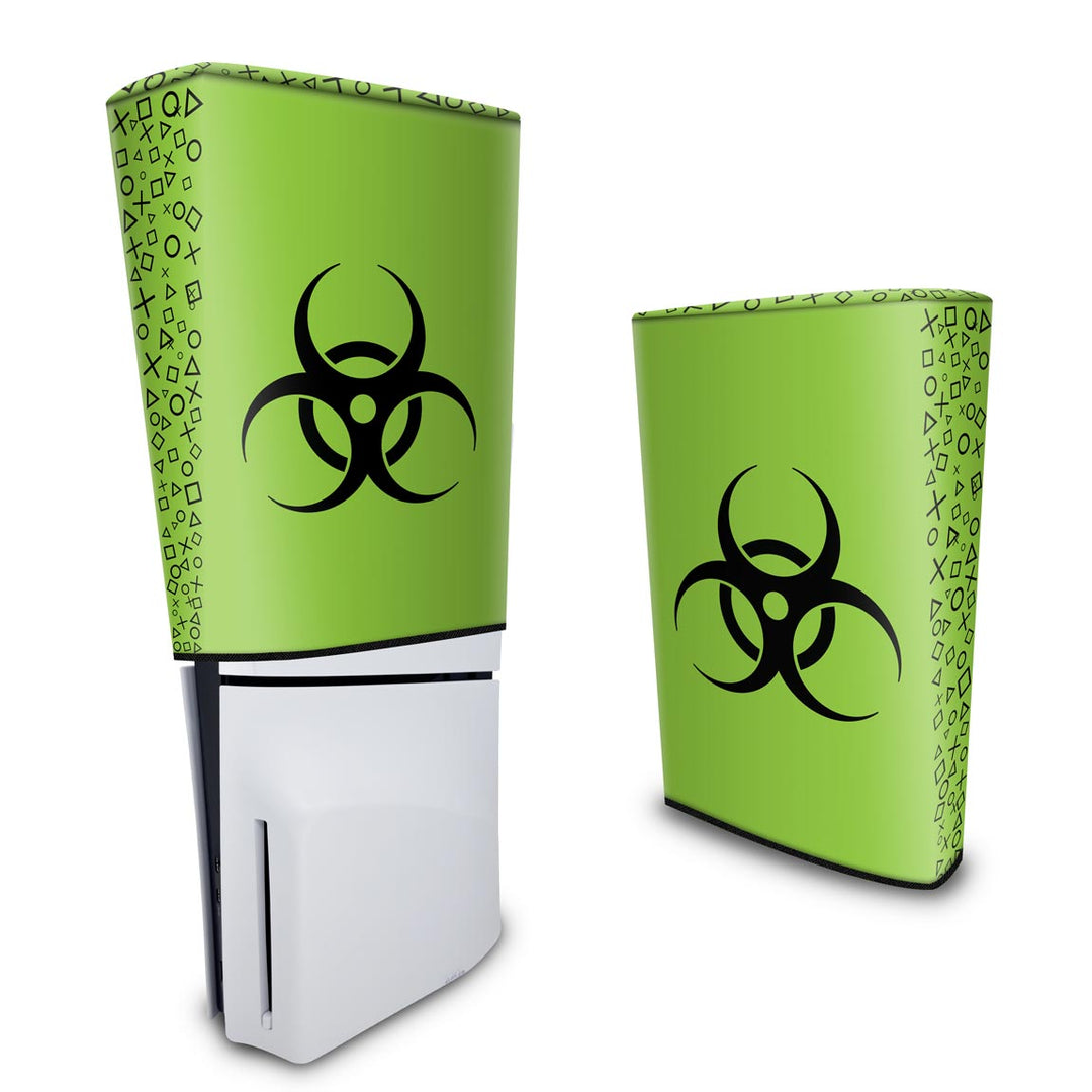 Capa Anti Poeira PS5 Slim Vertical - Biohazard Radioativo - Pop Arte Skins