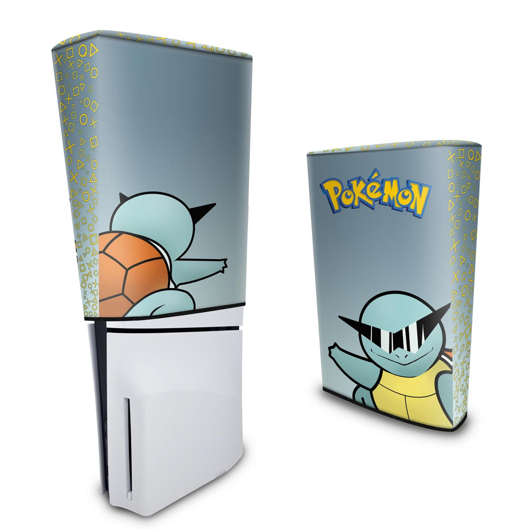 Capa Anti Poeira PS5 Slim Vertical - Pokemon Squirtle - Pop Arte Skins