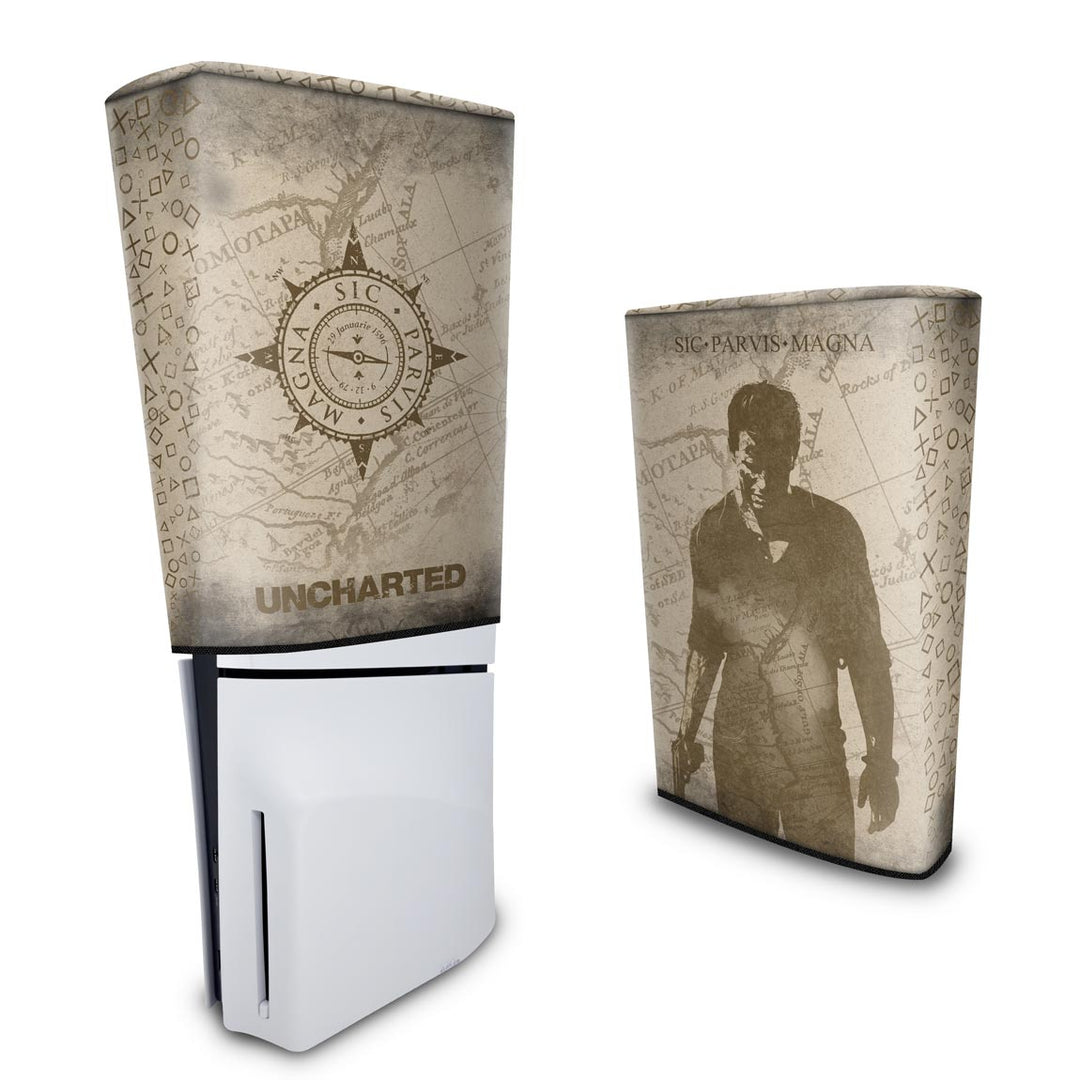 Capa Anti Poeira PS5 Slim Vertical - Uncharted - Pop Arte Skins