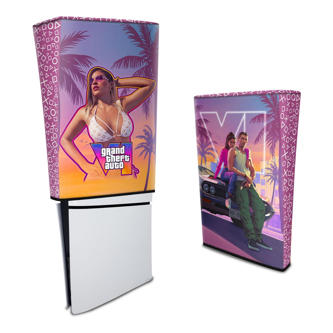Capa Anti Poeira PS5 Slim Vertical - GTA 6 VI - Pop Arte Skins - foto 3