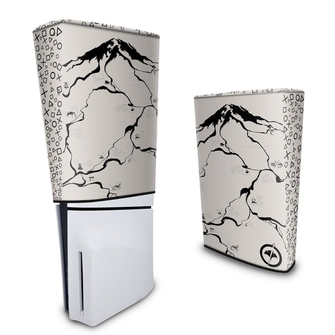Capa Anti Poeira PS5 Slim Vertical - Ghost Of Yotei - Pop Arte Skins