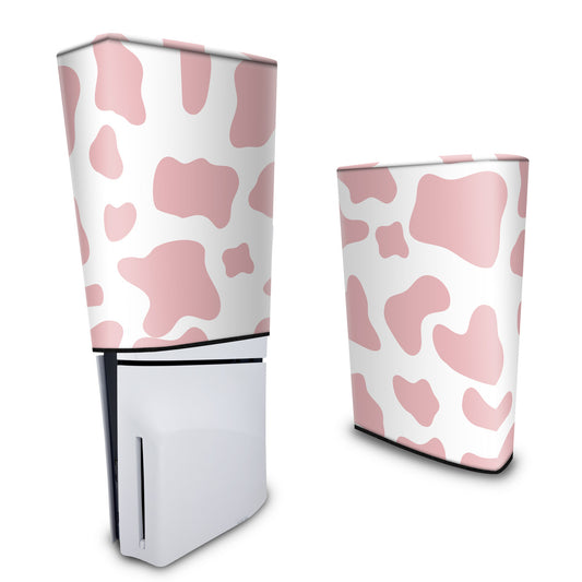 Capa Anti Poeira PS5 Slim Vertical - Vaquinha Rosa