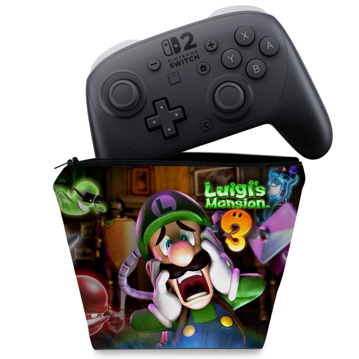 Capa Case Nintendo Switch 2 Pro Controle - Luigi's Mansion 3