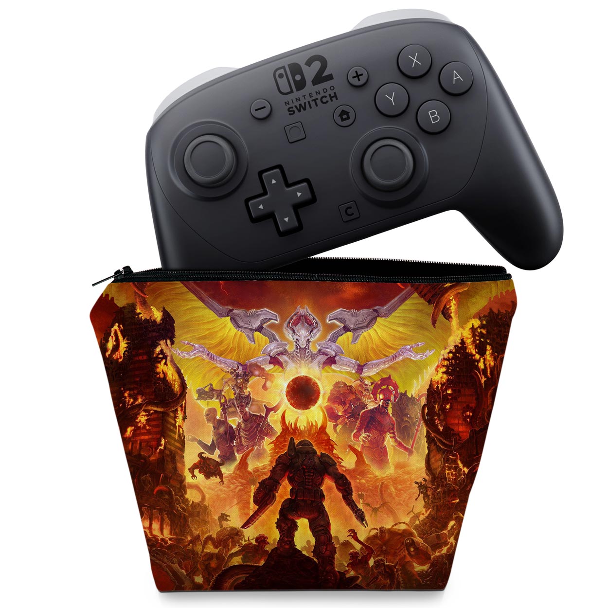 Capa Case Nintendo Switch 2 Pro Controle - Doom