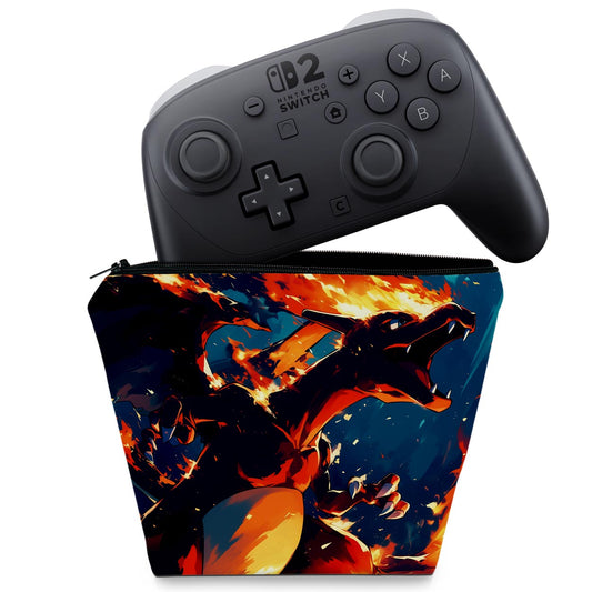 Capa Nintendo Switch 2 Pro Controle Case - Chamas de Charizard