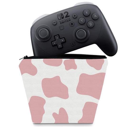 Capa Case Nintendo Switch 2 Pro Controle - Vaquinha Rosa