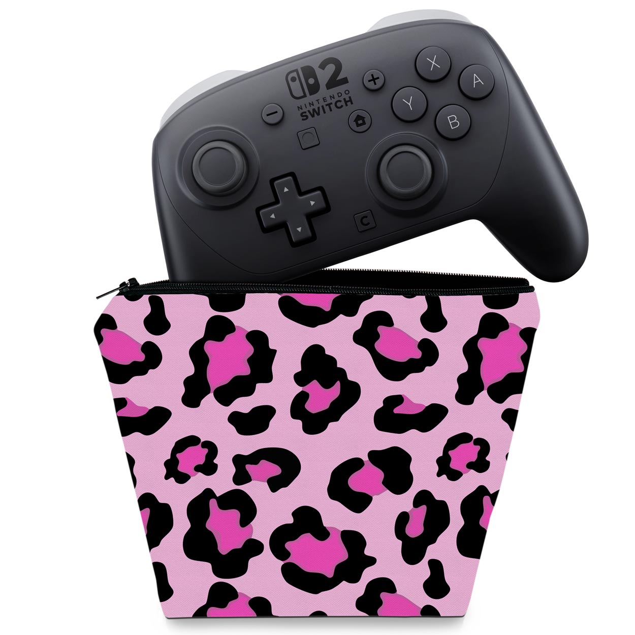 Capa Nintendo Switch 2 Pro Controle Case - Onça Rosa