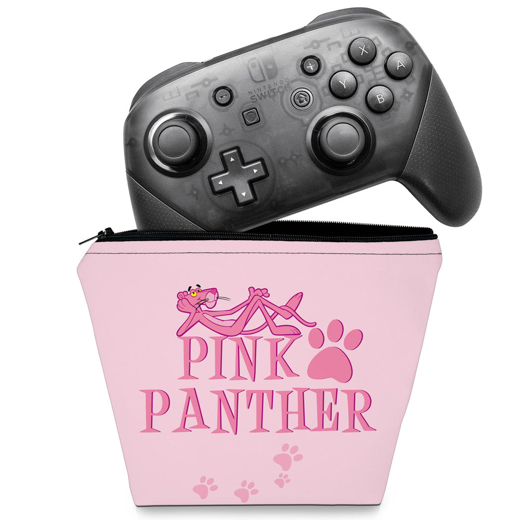 Capa Case Nintendo Switch Pro Controle - Pantera Cor de Rosa - Pop Arte Skins