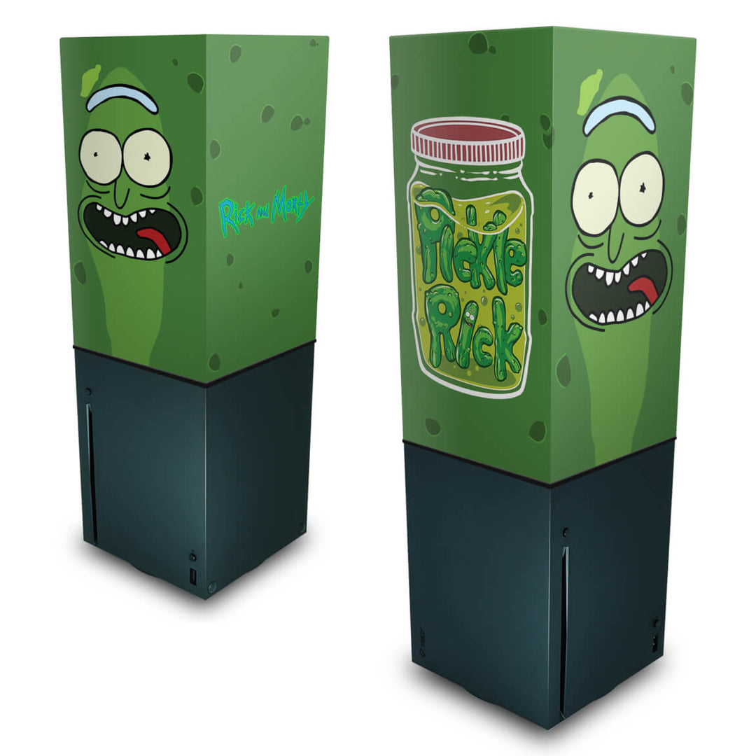 Capa Anti Poeira Xbox Series X Vertical - Pickle Rick And Morty - Pop Arte Skins