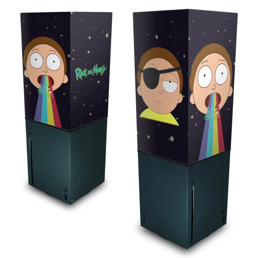 Capa Anti Poeira Xbox Series X Vertical - Morty Rick And Morty - Pop Arte Skins