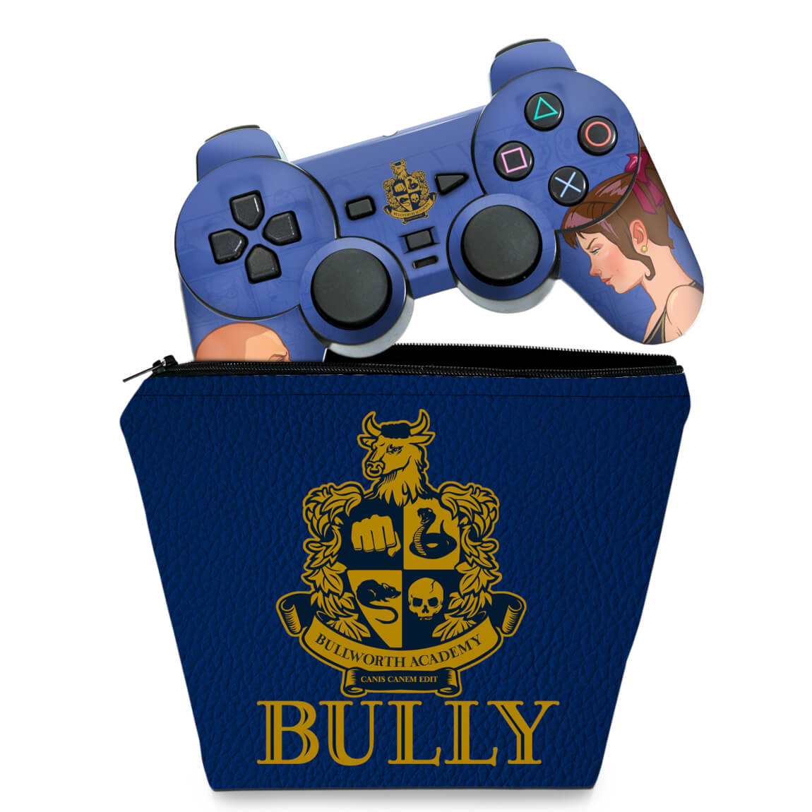 KIT Capa Case e Skin Anti-Rage PS2 Controle - Bully