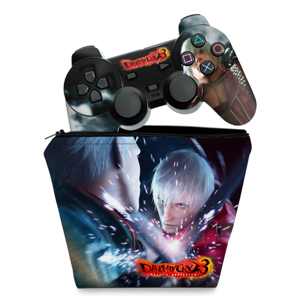 KIT Capa Case e Skin Anti-Rage PS2 Controle - Devil May Cry 3