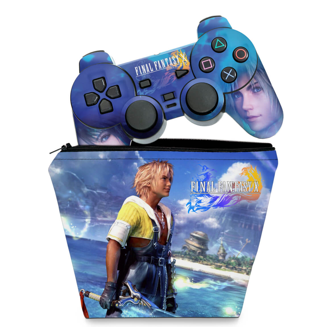 KIT Capa Case e Skin Anti-Rage PS2 Controle - Final Fantasy X