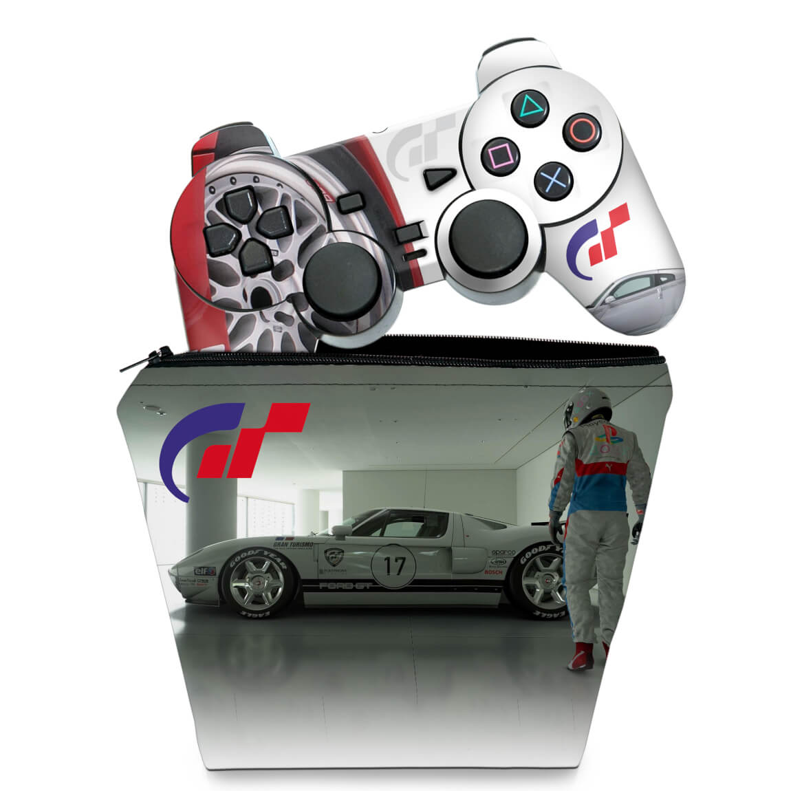 KIT Capa Case e Skin Anti-Rage PS2 Controle - Gran Turismo 4