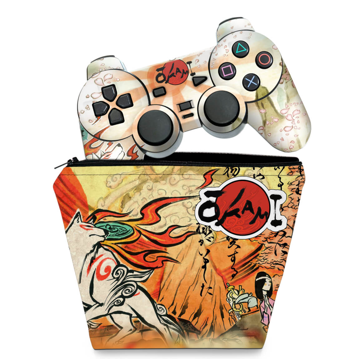 KIT Capa Case e Skin Anti-Rage PS2 Controle - Okami