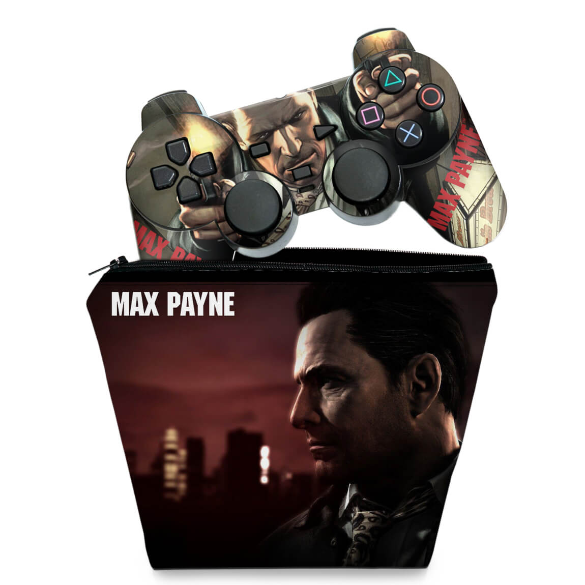 KIT Capa Case e Skin Anti-Rage PS2 Controle - Max Payne