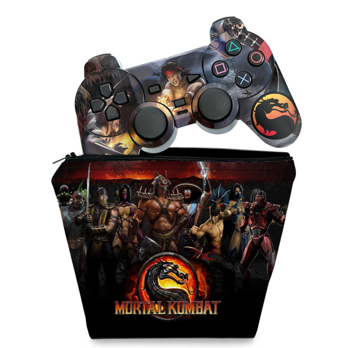 KIT Capa Case e Skin Anti-Rage PS2 Controle - Mortal Kombat