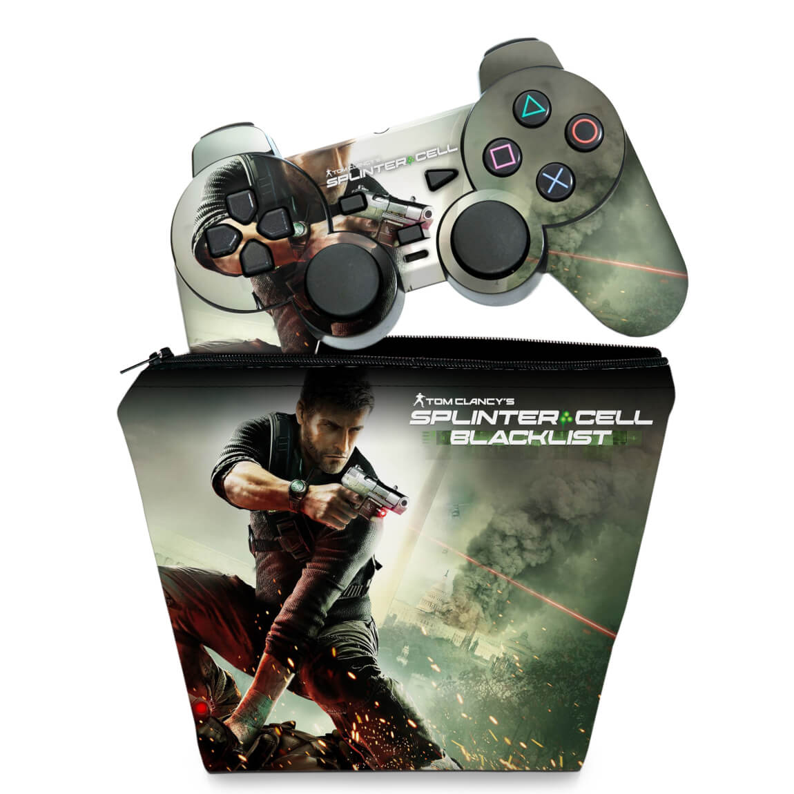 KIT Capa Case e Skin Anti-Rage PS2 Controle - Splinter Cell